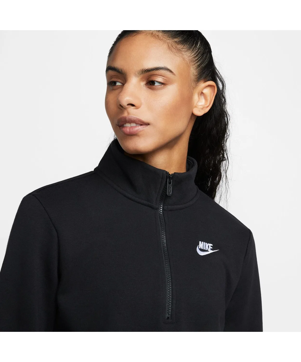 Свитшот Nike Club Fleece с воротником-стойкой и полузастёжкой-молнией, серый — фото 3