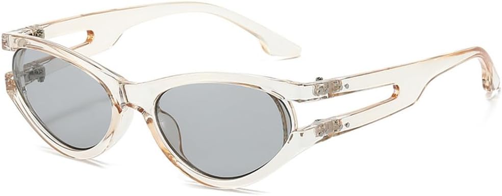 

Модные солнцезащитные очки для активного отдыха и спорта, женские и мужские, роскошные овальные солнцезащитные очки для женщин в полой оправе, очки с защитой от УФ-излучения UV400 TKKTLLT, Champagne Gray