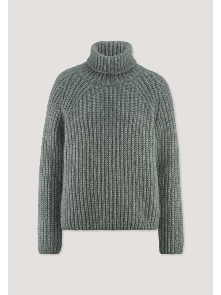 

Вязаный свитер с высоким воротом елового цвета Hessnatur