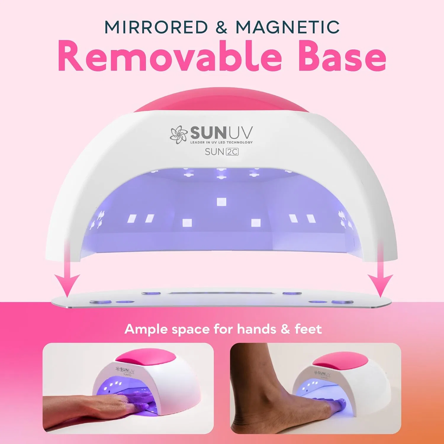 УФ/LED лампа для сушки гель-лака «SUN2C» от SUNUV Sunuv, Pink — фото 4