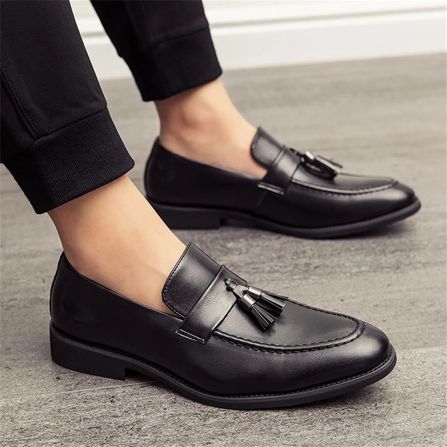 Лоферы из натуральной кожи, классические кисточки, Black Zentavi — фото 2