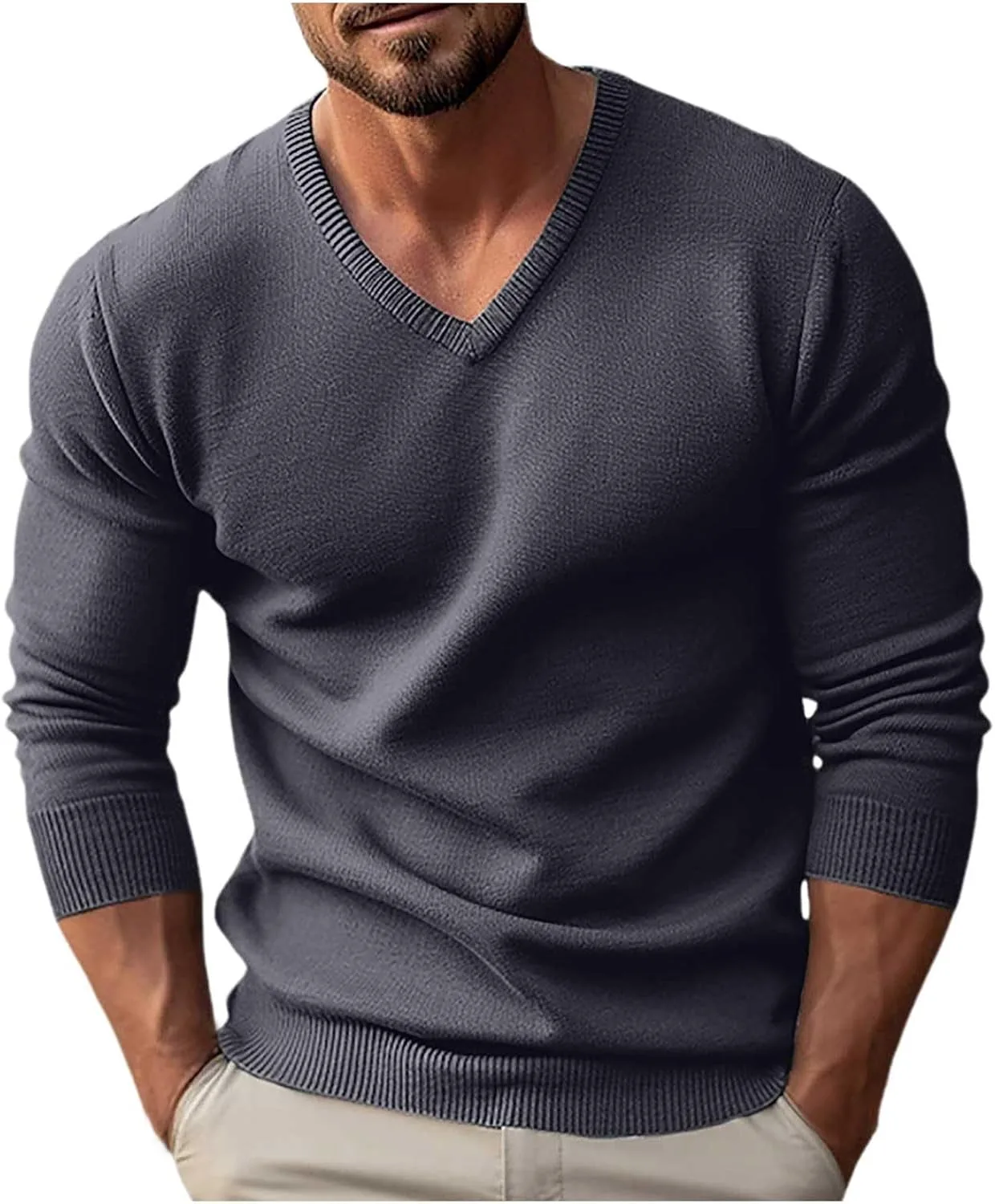 

Джемпер для мужчин JiXiang V-образный вырез с резинкой