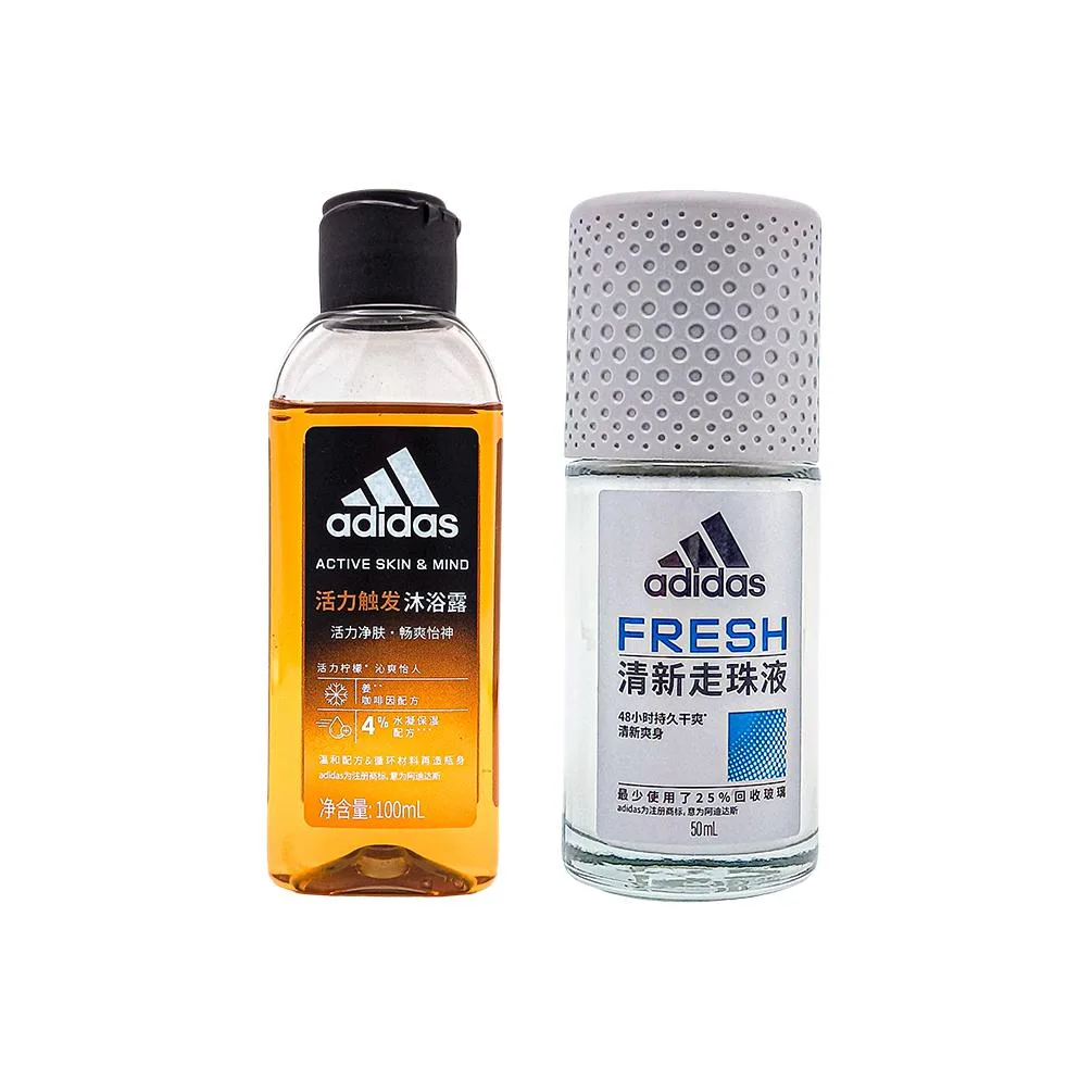 Мужской антиперспирант-ролл с гелем для душа, успокаивающий кожу Adidas, Men's Fresh Antiperspirant 50ml+Active Shower Gel 100ml