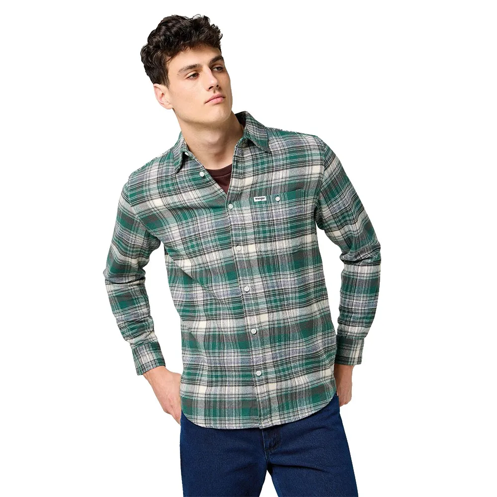 

Рубашка Wrangler Brushed 1 Pocket Regular Fit, зеленый