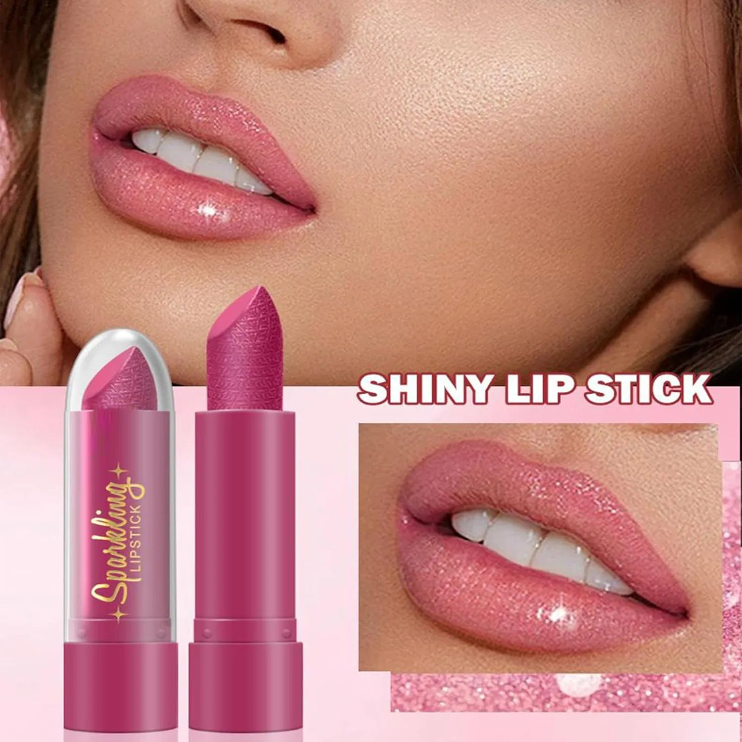 Блеск для губ с блестками Glitter Lipstick, бежевый — фото 2