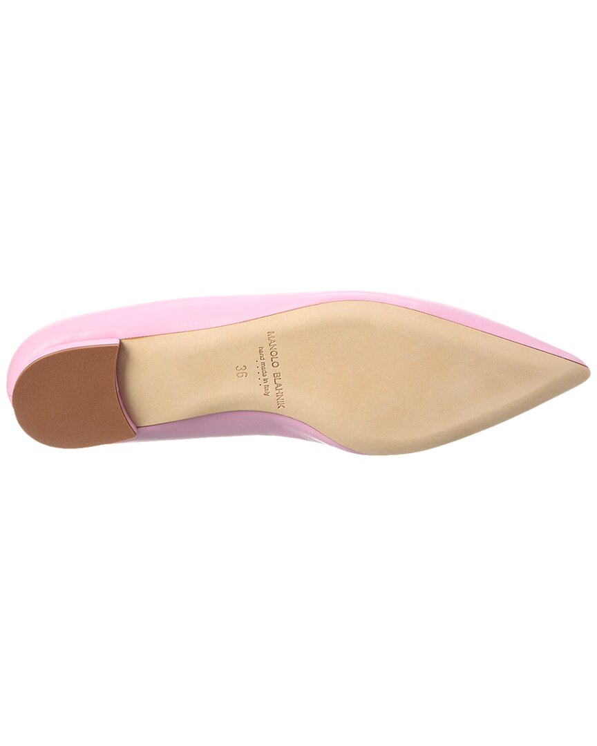 Манило Бланик Кьетта Кожаные балетки Manolo Blahnik, розовый — фото 4