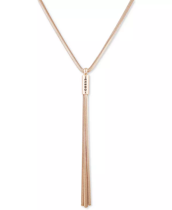 

Ожерелье-Лариат из цепочки-змейки золотистого цвета с логотипом и кисточкой, 28 дюймов + удлинитель 2 дюйма Guess, gold