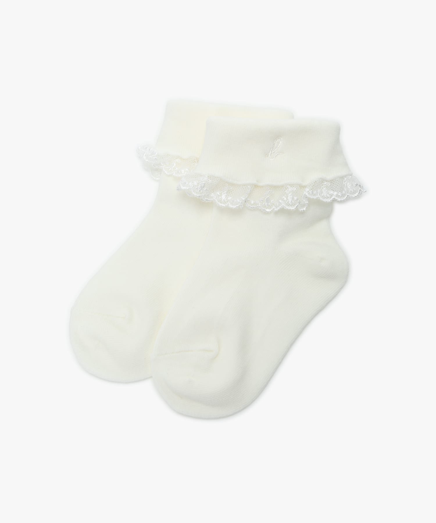 Детские носки с вышитым логотипом "b". и оборками на шнуровке Agnes b. ENFANT, White — фото 2