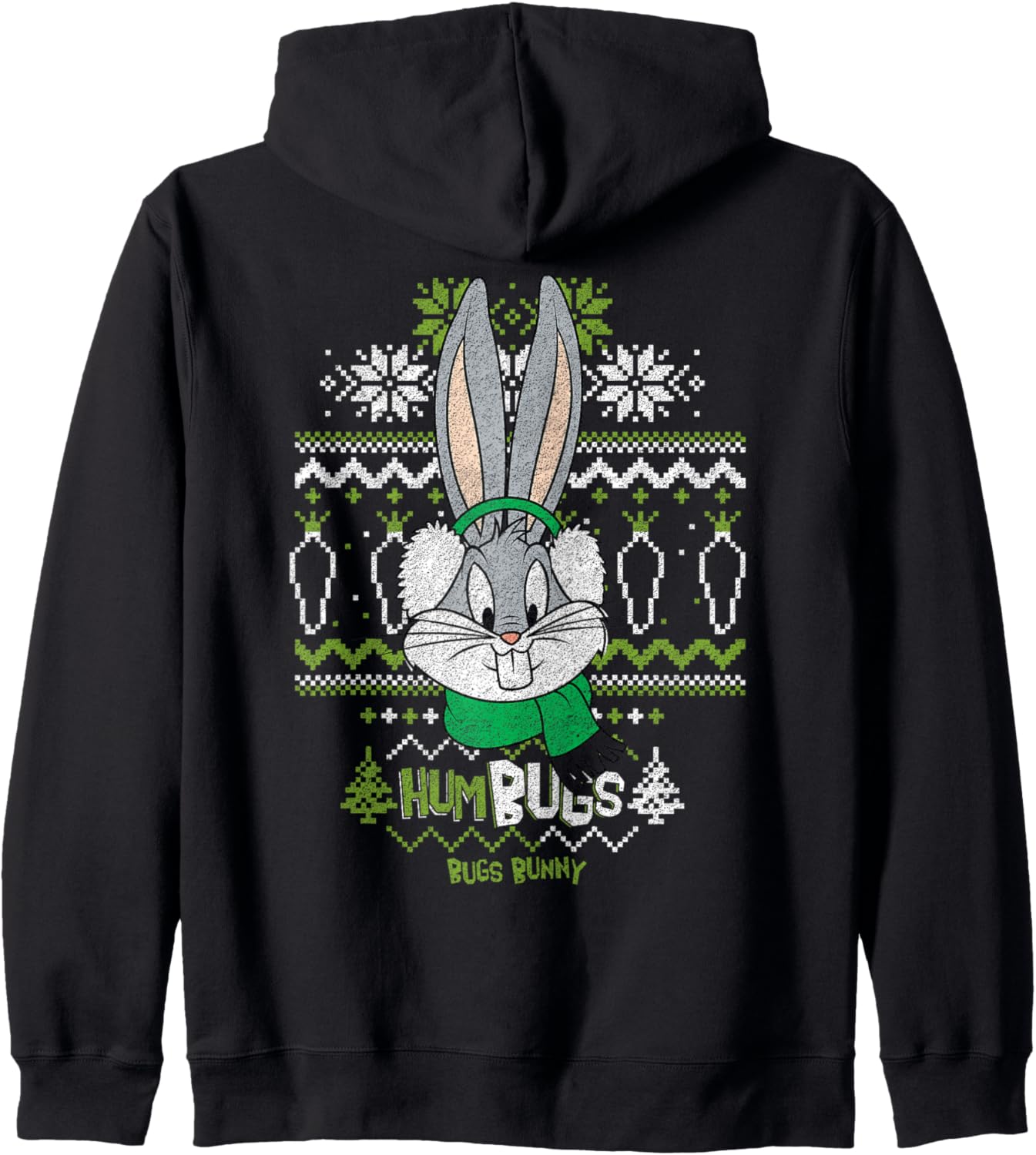 

Американская толстовка на молнии с изображением кролика из мультфильма Looney Tunes на Рождество, черный