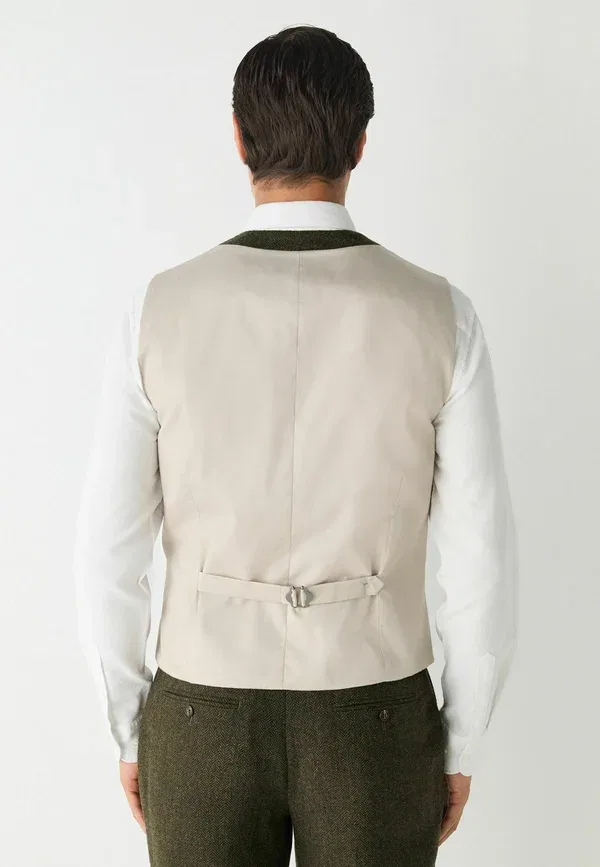 Жилет Regular fit herringbone waistcoat Next, зеленый — фото 3