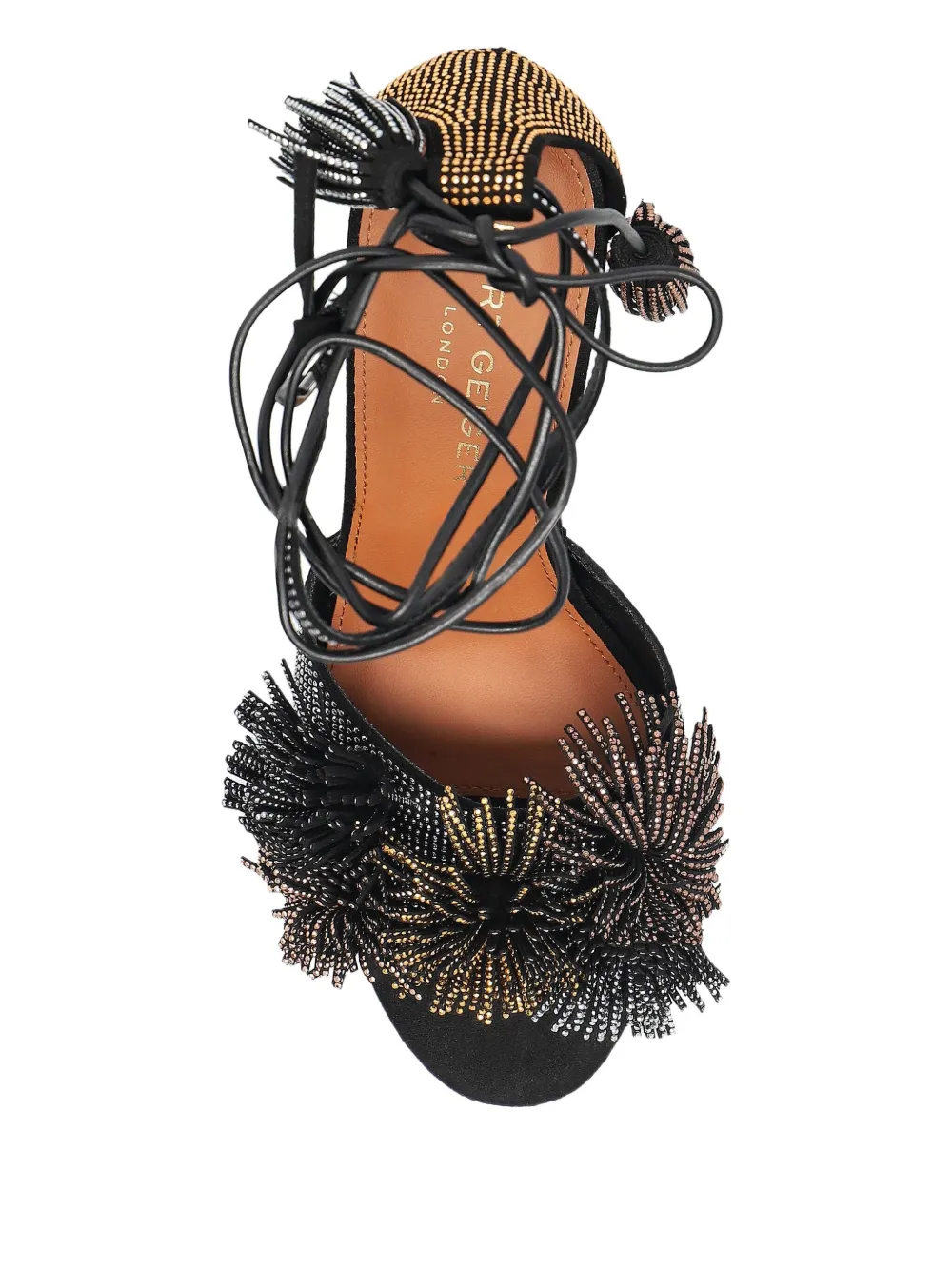 Босоножки Pom Pom 90 с завязками на щиколотке Kurt Geiger London, черный — фото 2