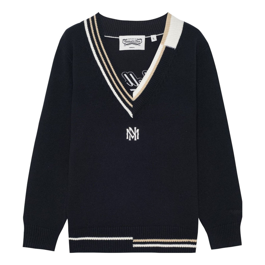

Свитер Mitchell & Ness Branded Contrasting V-Neck Sweater 'Black', черный