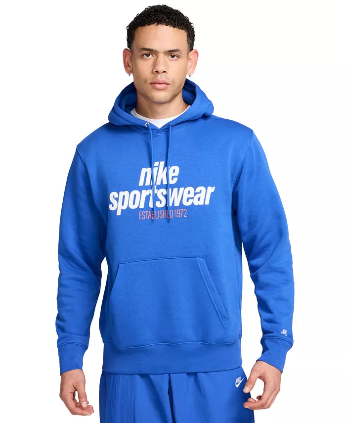 

Мужской спортивный худи с принтом Club Fleece Nike, синий