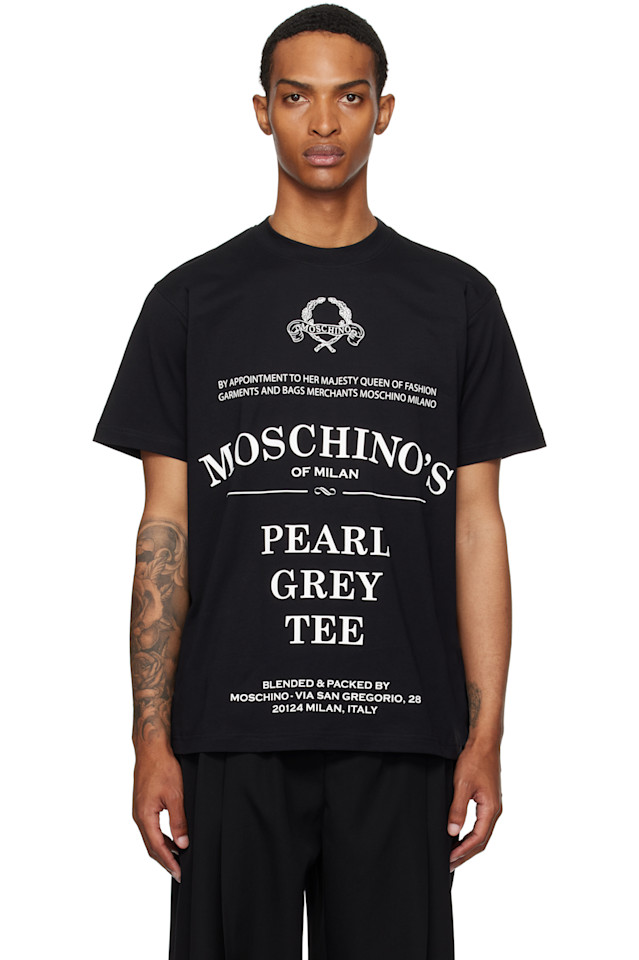 

Футболка из органического хлопка с принтом Moschino, черный