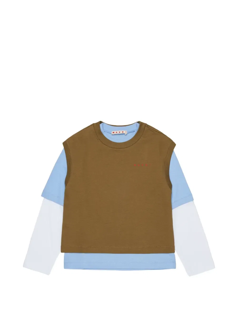 Многослойная футболка с логотипом Marni Kids, коричневый