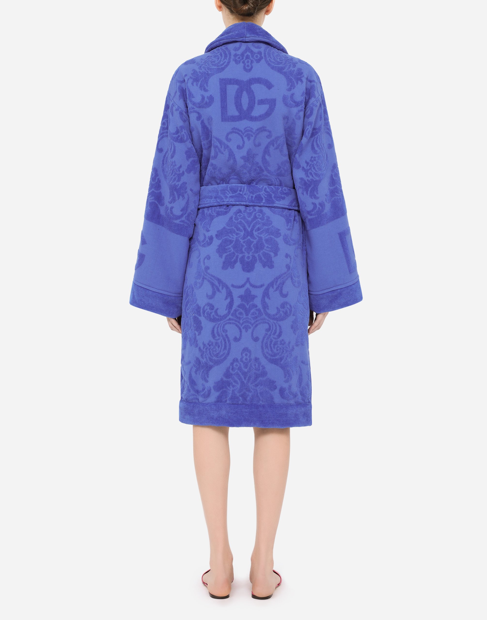 Банный халат из жаккардового махрового хлопка Dolce & Gabbana, мультиколор — фото 4