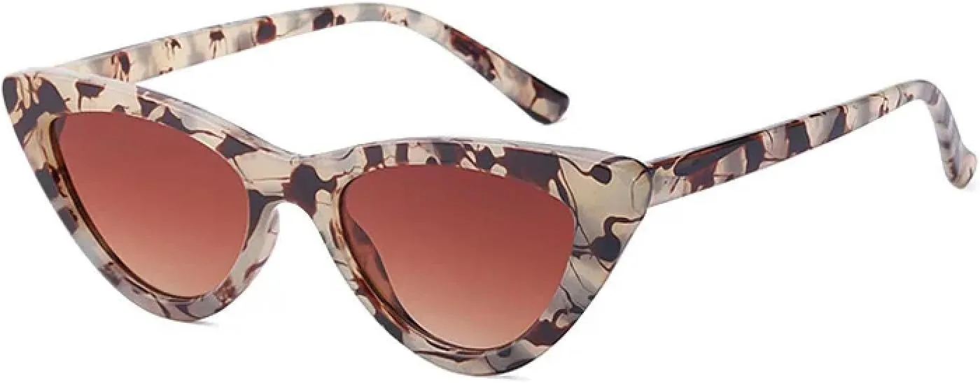 

Модные маленькие женские солнцезащитные очки «кошачий глаз», ретро-очки с леопардовым принтом, солнцезащитные очки UV400 для мужчин TVTBBVV, Amber Tea Gradient