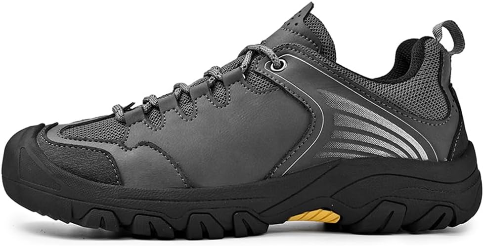 

Мужские легкие походные туфли Asifn, уличная обувь для работы, кожаные дышащие кроссовки, противоскользящие обувь для вождения, серый