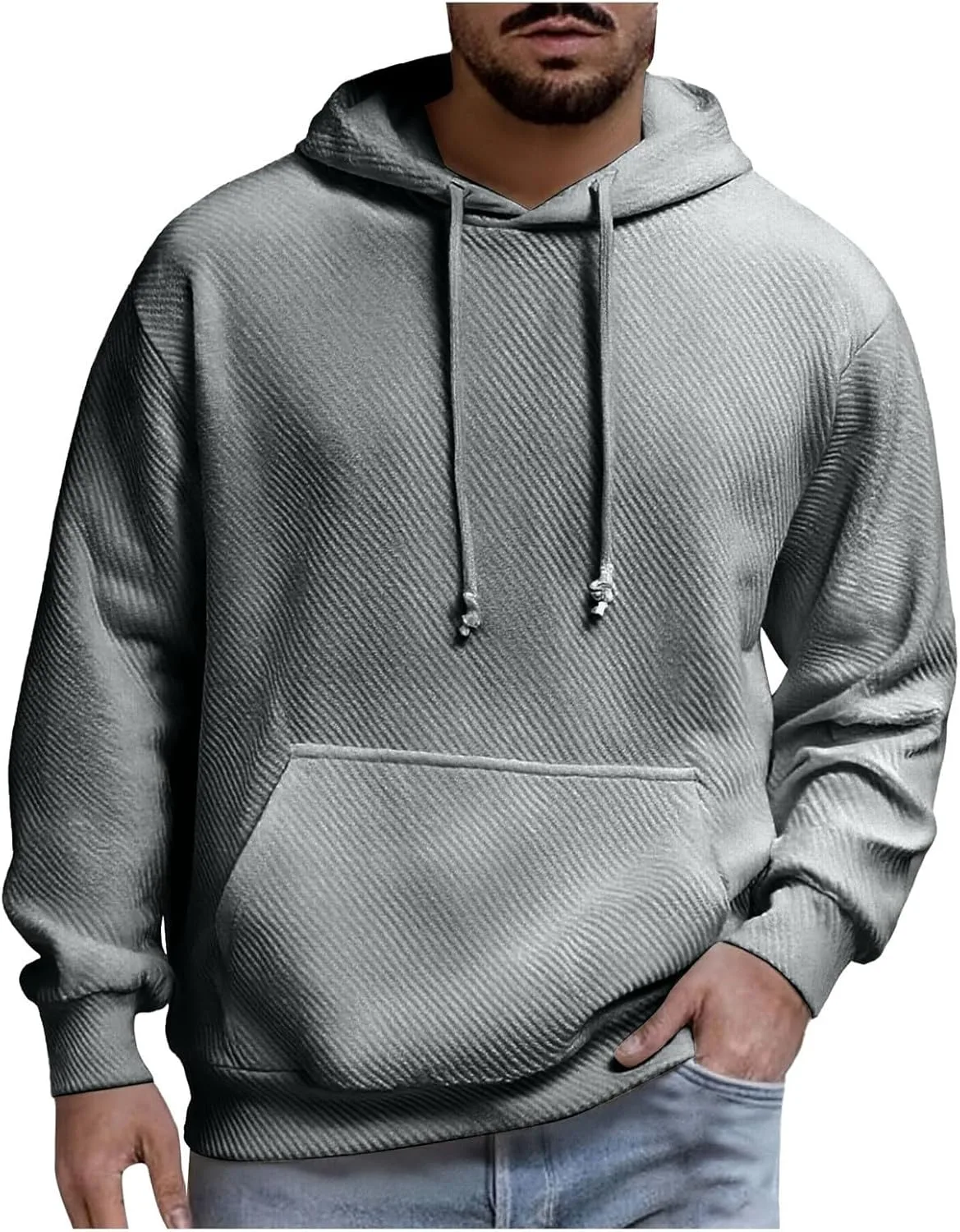 

Толстовка мужская с капюшоном, текстурированная, с карманом