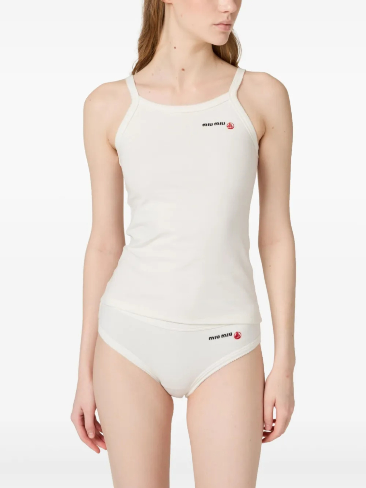 Miu Miu топ с вышивкой из коллаборации с Petit Bateau, белый — фото 2