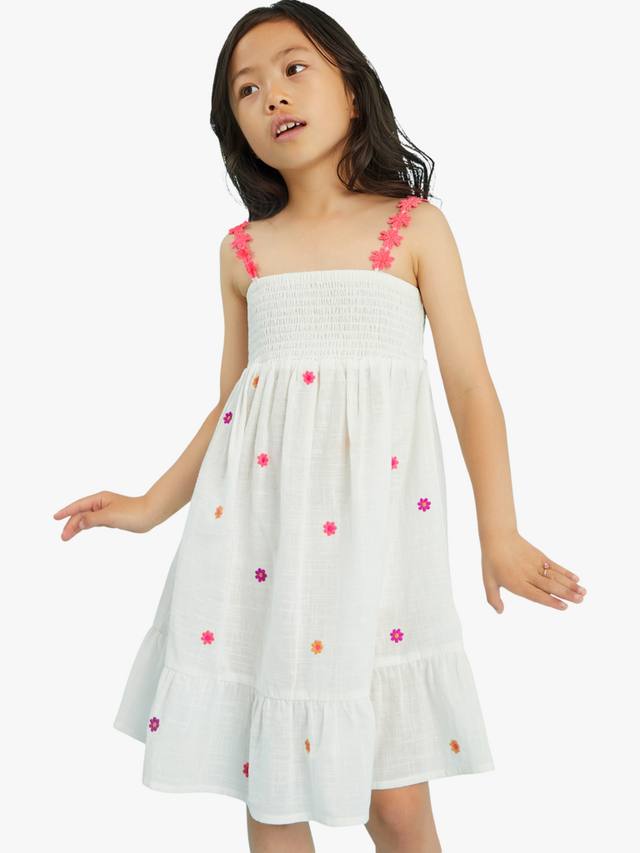 

Детское платье с вышивкой цветами из хлопка Angels by Accessorize, White