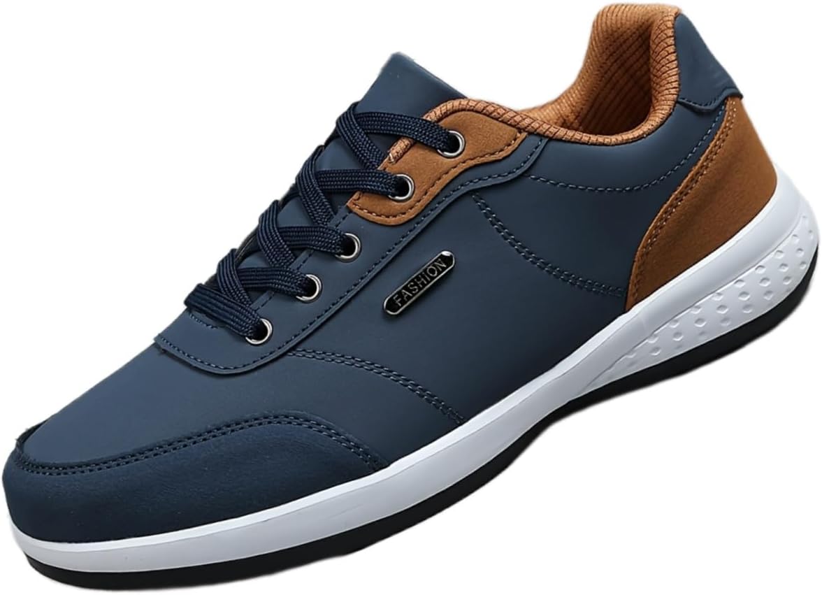 

Мужские кроссовки большого размера низкие - на шнуровке, с круглым носком, повседневные, с амортизацией и противоскользящим подошвенным узором - подходят для всех сезонов, для тренировок, прогулок и повседневной носки Clolinde, темно-синий