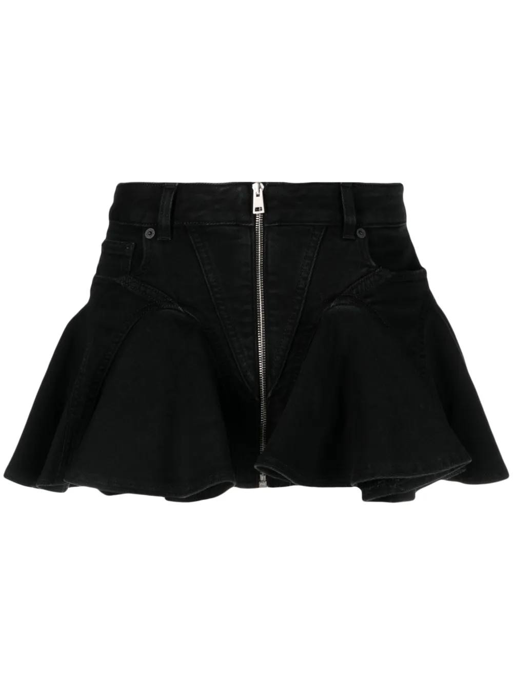 

Расклешенная джинсовая мини-юбка Mugler, черный