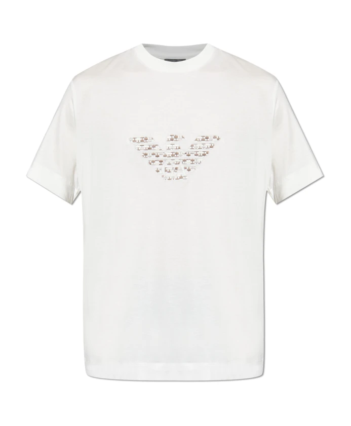 

Футболка с вышитым логотипом Emporio Armani, белый