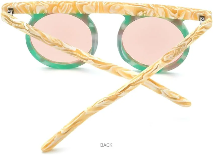 

Солнцезащитные очки MUTYNE из матового ацетата с поляризацией, женские, UV400, мужские, в стиле ретро, ​​винтаж, круглые, солнцезащитные очки, Green Pink