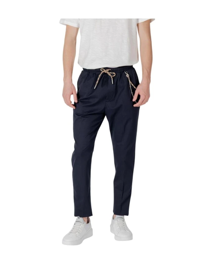 

Синие хлопковые брюки прямого кроя Gianni Lupo, синий