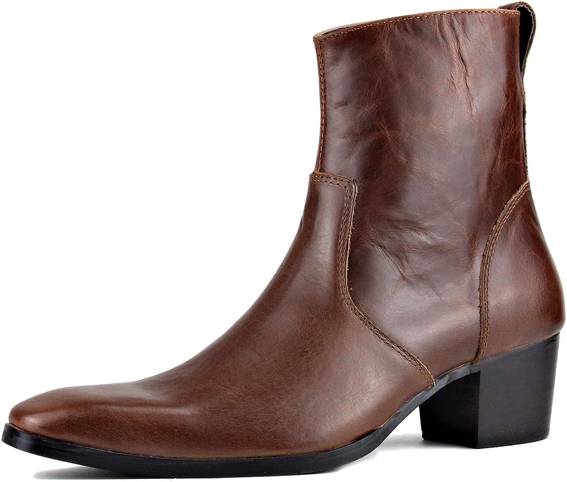 

Мужские ботинки на каблуке, повседневные черные Челси, боевые, короткие Чукка, на молнии JY002 Cowsdella