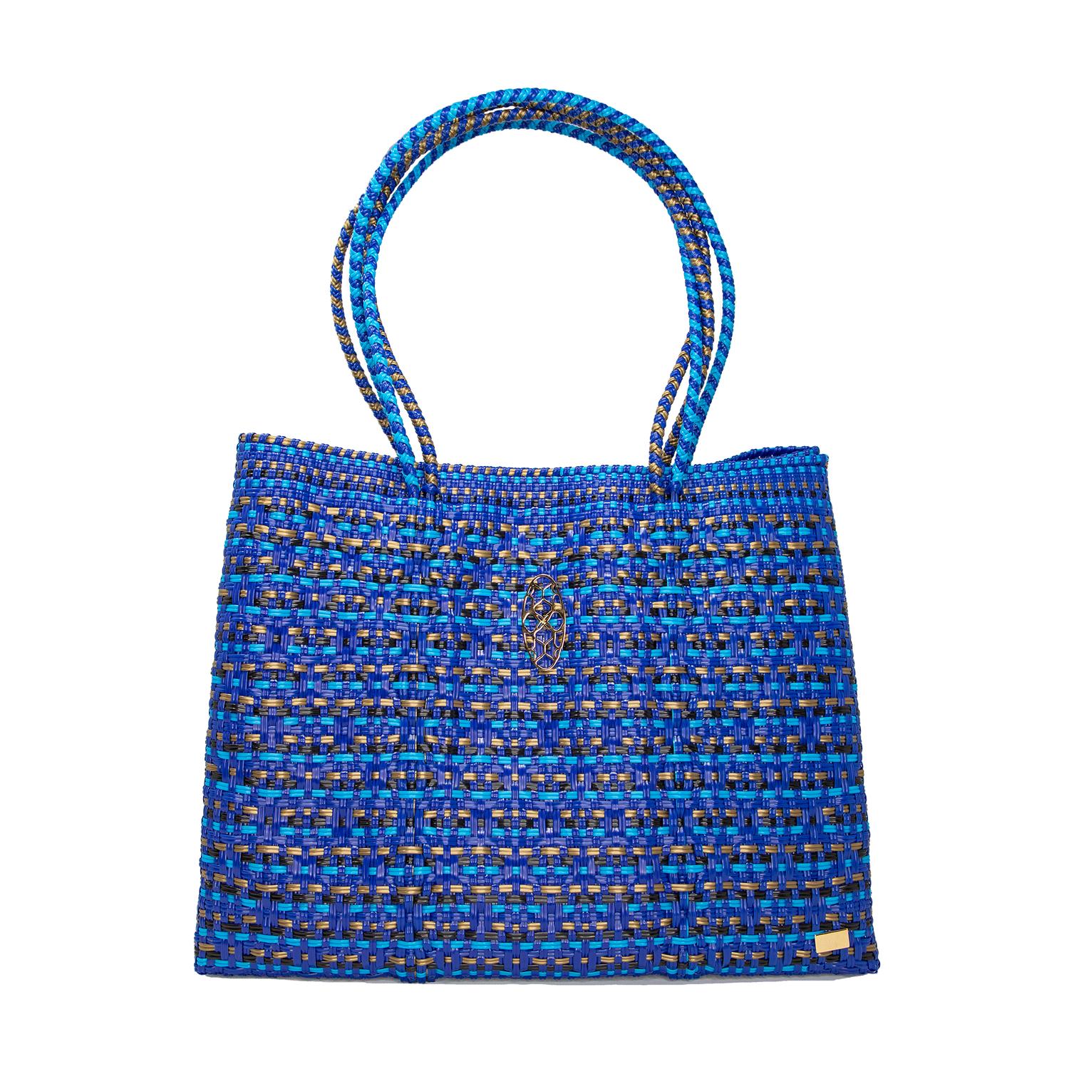 

Женская ручная работа Сумка-тоут с клатчем в синем узоре Lola's Bag
