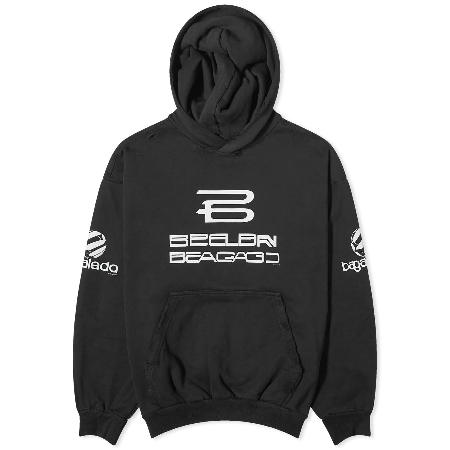 

Худи Balenciaga Ai Logo Popover Hoody, цвет Washed Black & White