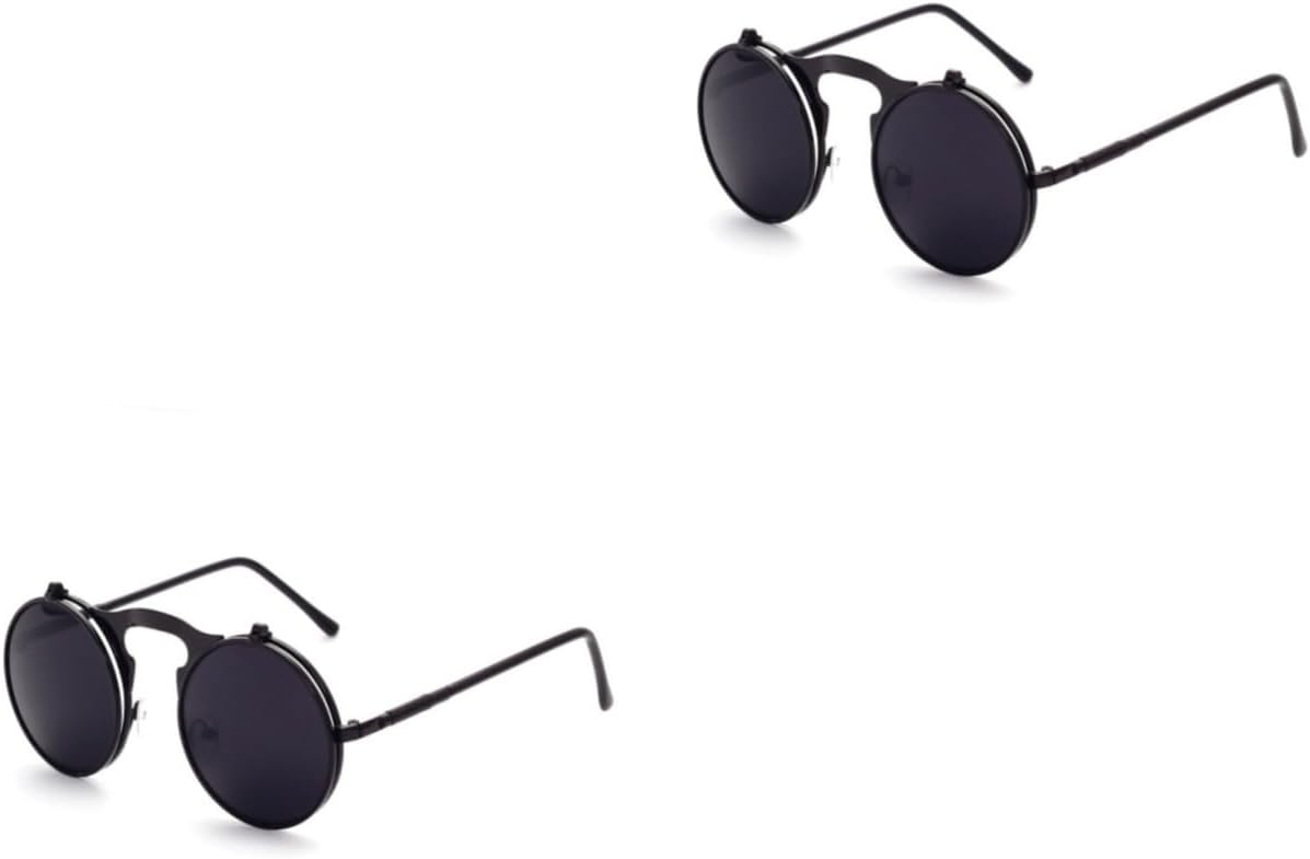 

2 круглые поляризованные солнцезащитные очки в металлической оправе, ретро-винтажный дизайн, для мужчин и женщин, удобная посадка для активного отдыха, черная оправа, светоотражающие линзы WRITWAA, Blackx2pcs