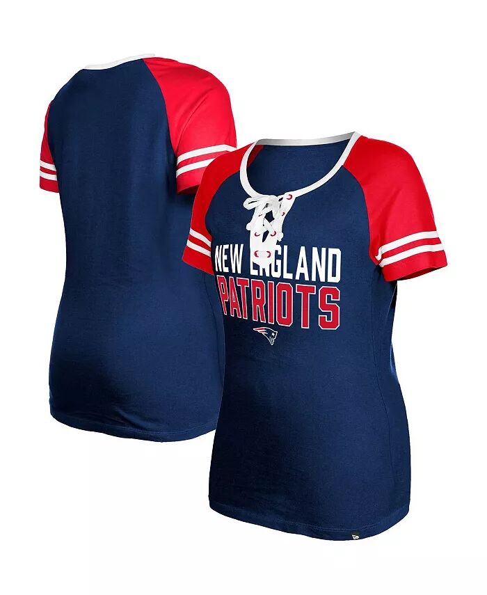 

Женская футболка Navy New England Patriots Raglan Lace-Up New Era