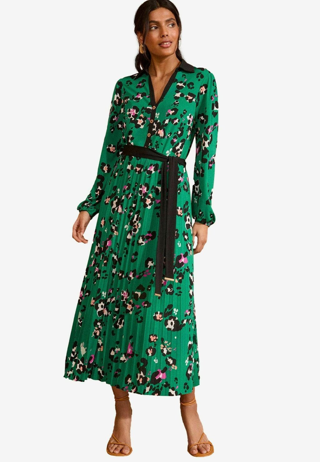 

Платье-рубашка REGULAR FIT - PRINTED COLLAR PLEATED MIDI Love & Roses, зеленый