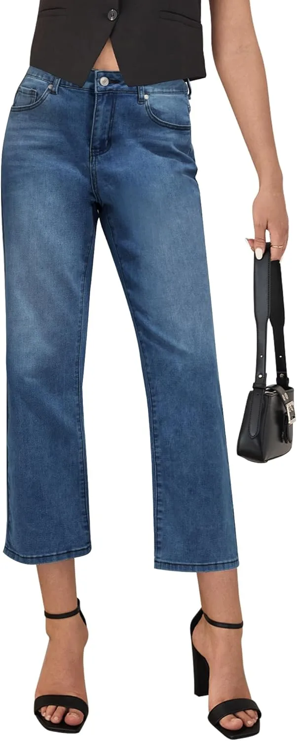 

Cropped jeans для женщин High Waisted 90s Baggy Straight Stretchy Denim LookbookStore