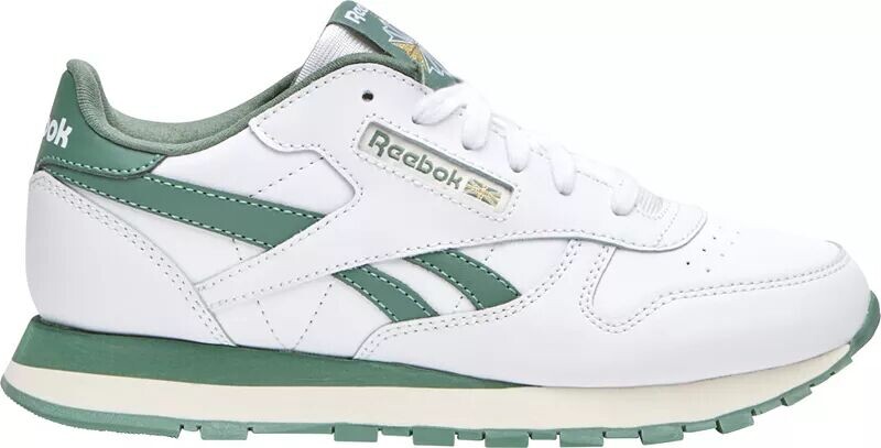 

Классические кожаные кроссовки Reebok для начальной школы для детей, белый/зеленый