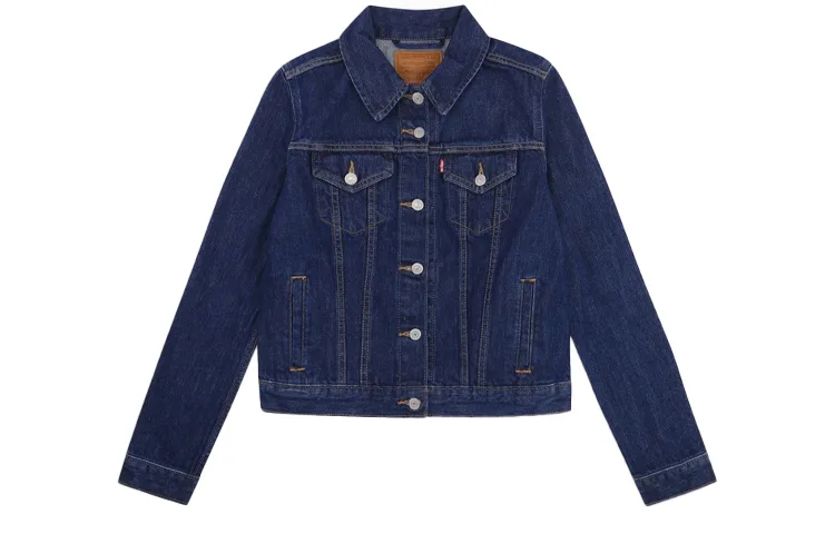 Levis Короткое пальто женское темно-синий деним воротник стойка