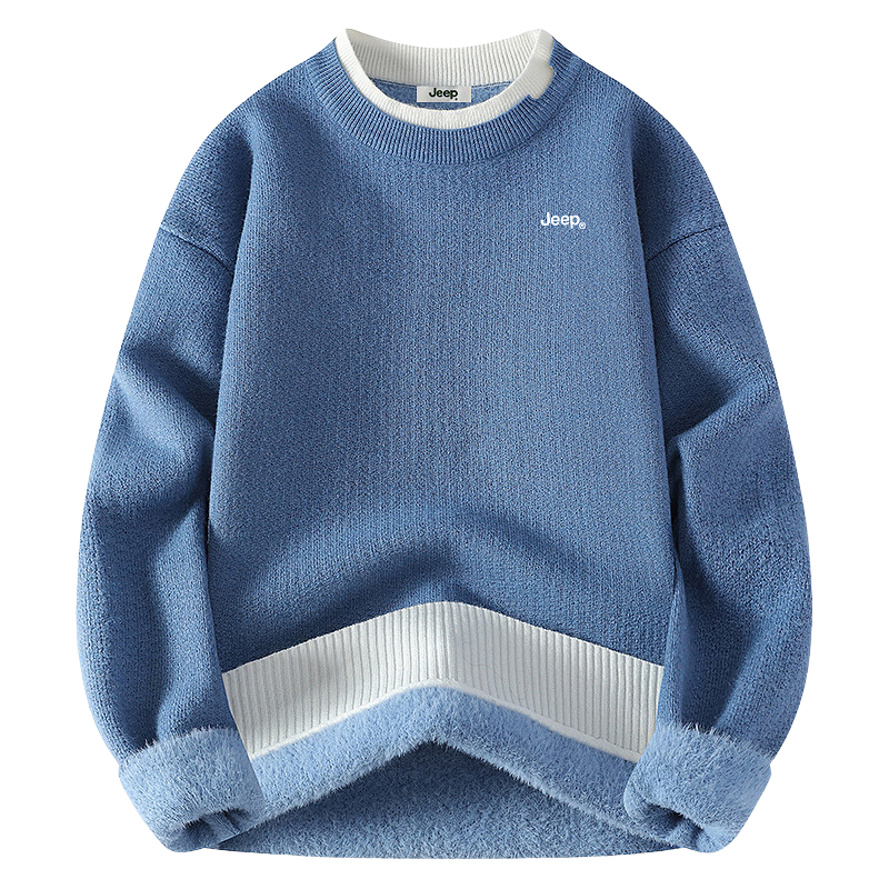 

Свитер Unisex Crew Neck утепленный с флисовой подкладкой Mock Two Piece Jeep, синий