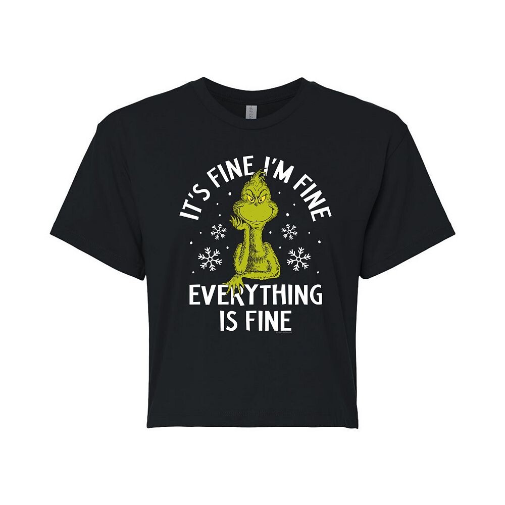 

Укороченная футболка Dr. Seuss для юниоров It's Fine I'm Fine Licensed Character, черный