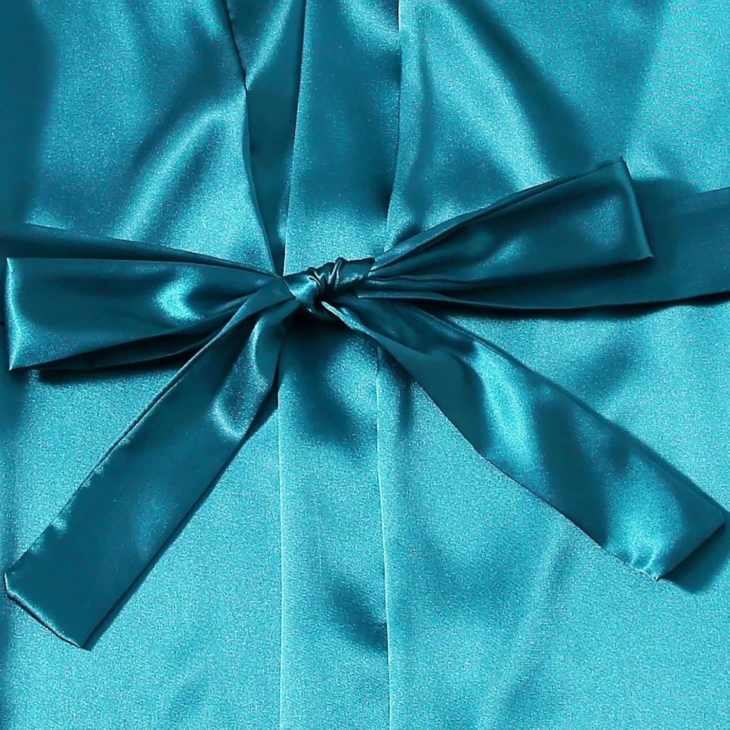 Комплект пижамы из шелкового сатина с кружевом, Sky Blue — фото 3