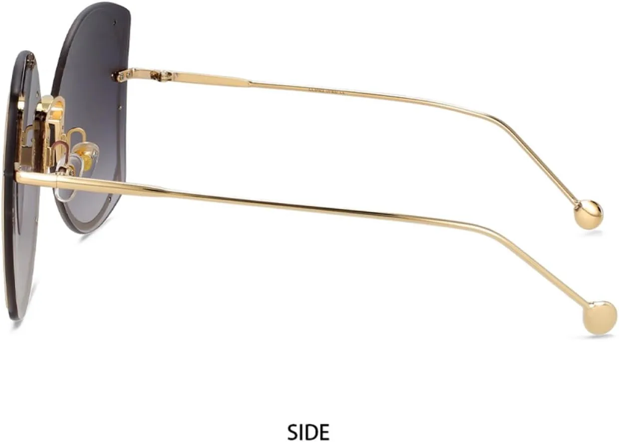 

47048 Роскошные солнцезащитные очки для женщин, без оправы, градиентные линзы, защита от УФ-излучения UV400, цветные зеркальные линзы, модные очки TOIPASTN, Gray