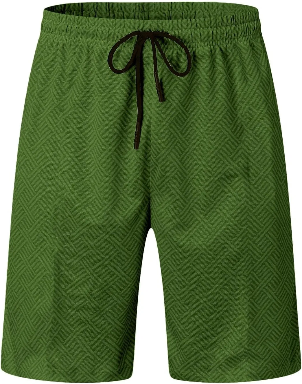 Мужской спортивный костюм с поло и шортами, полоска, Army Green — фото 4