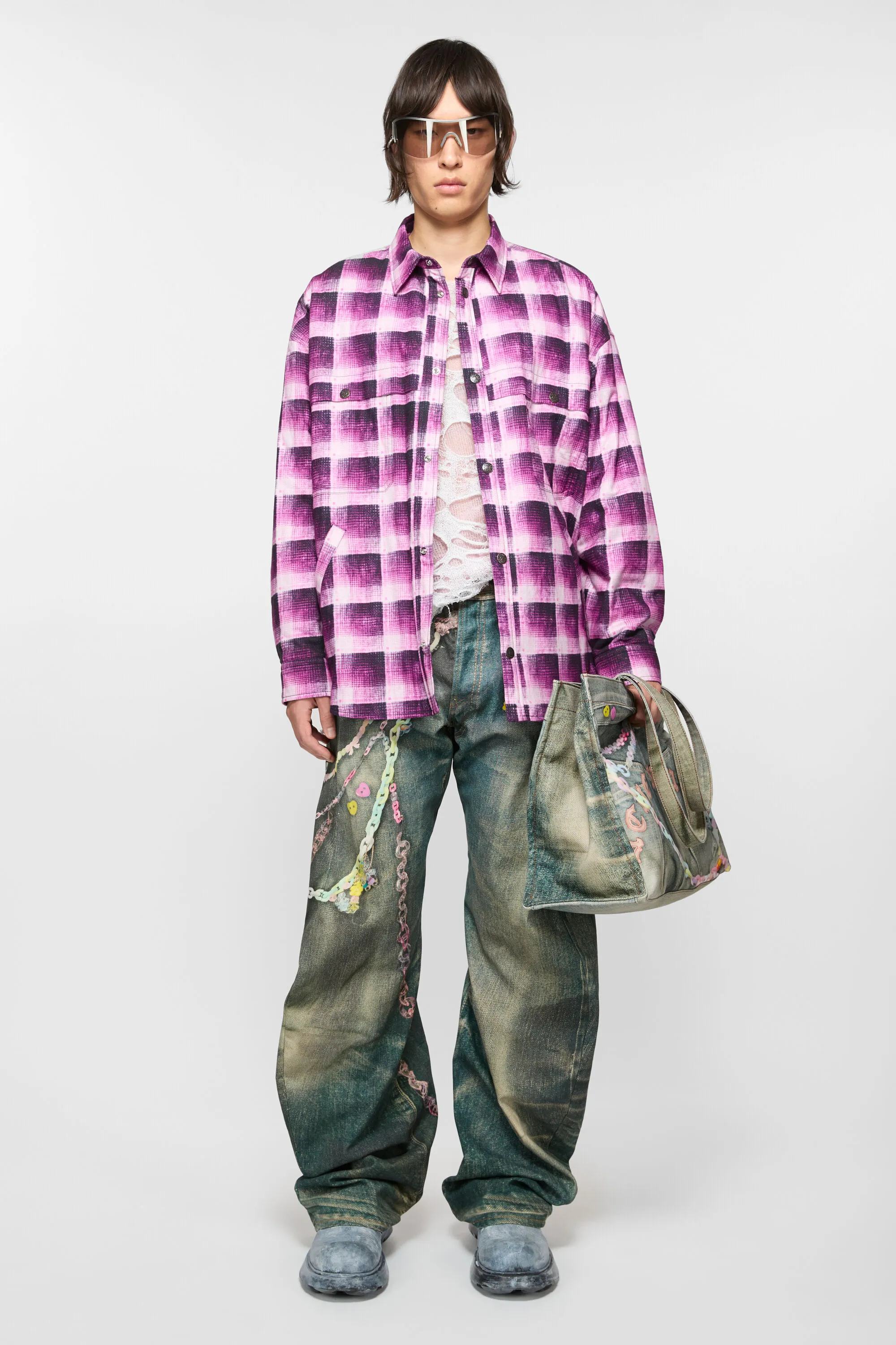 

Рубашка в клетку на пуговицах Acne Studios, розовый