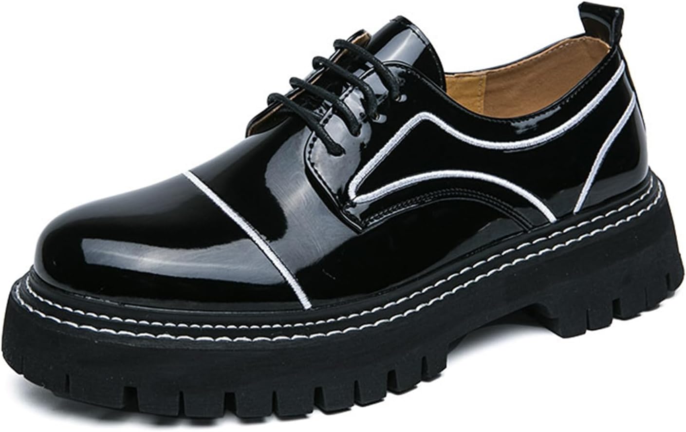 

Мужские туфли ADMLZQQ Оксфорды для мужчин с круглым носком, шнуровкой, деловые туфли под смокинг, черный