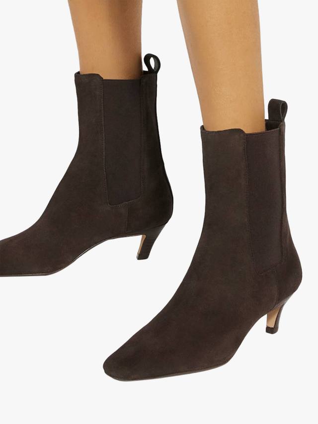 Odele Wide Fit замшевые туфли-лодочки на низком каблуке с острым носом Dune London, Brown — фото 2
