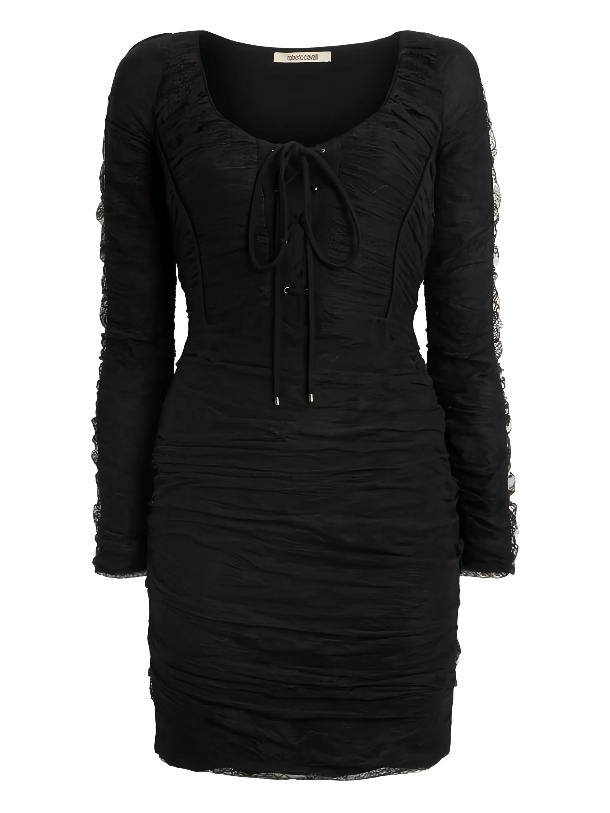 

Кружевное платье с корсетным передом Roberto Cavalli, черный