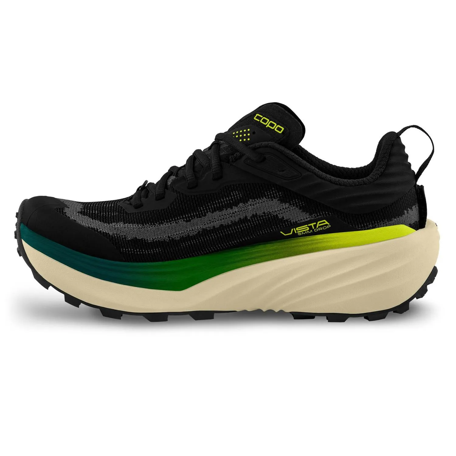Мужские трейловые беговые кроссовки Vista Topo Athletic, Black/Lime — фото 2