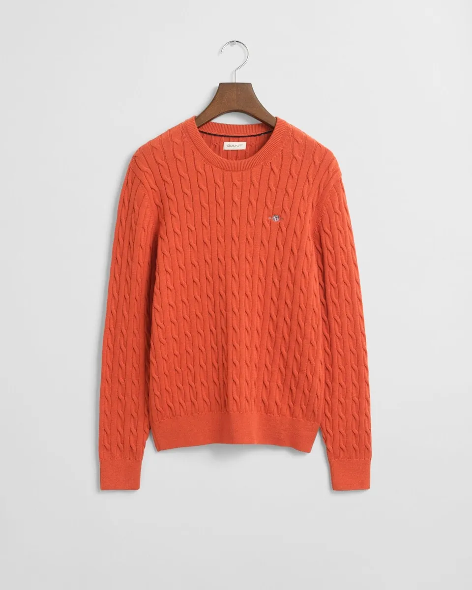 

Вязаный джемпер с узором «косы» и круглым вырезом Gant, красный
